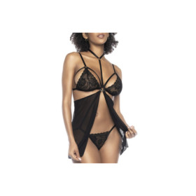 Deux-en-Un, Body et nuisette dentelle noire 